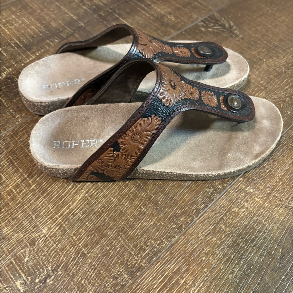 Roper tooled leather sandals